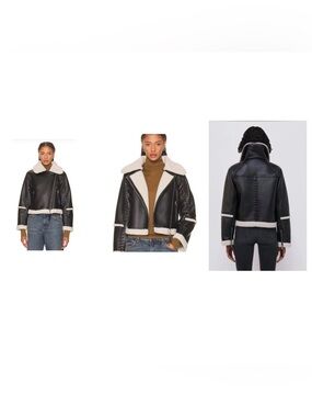 NEW Revolve Jonathan Simkhai Corinne Vegan Sherpa Moto Jacket Size Small